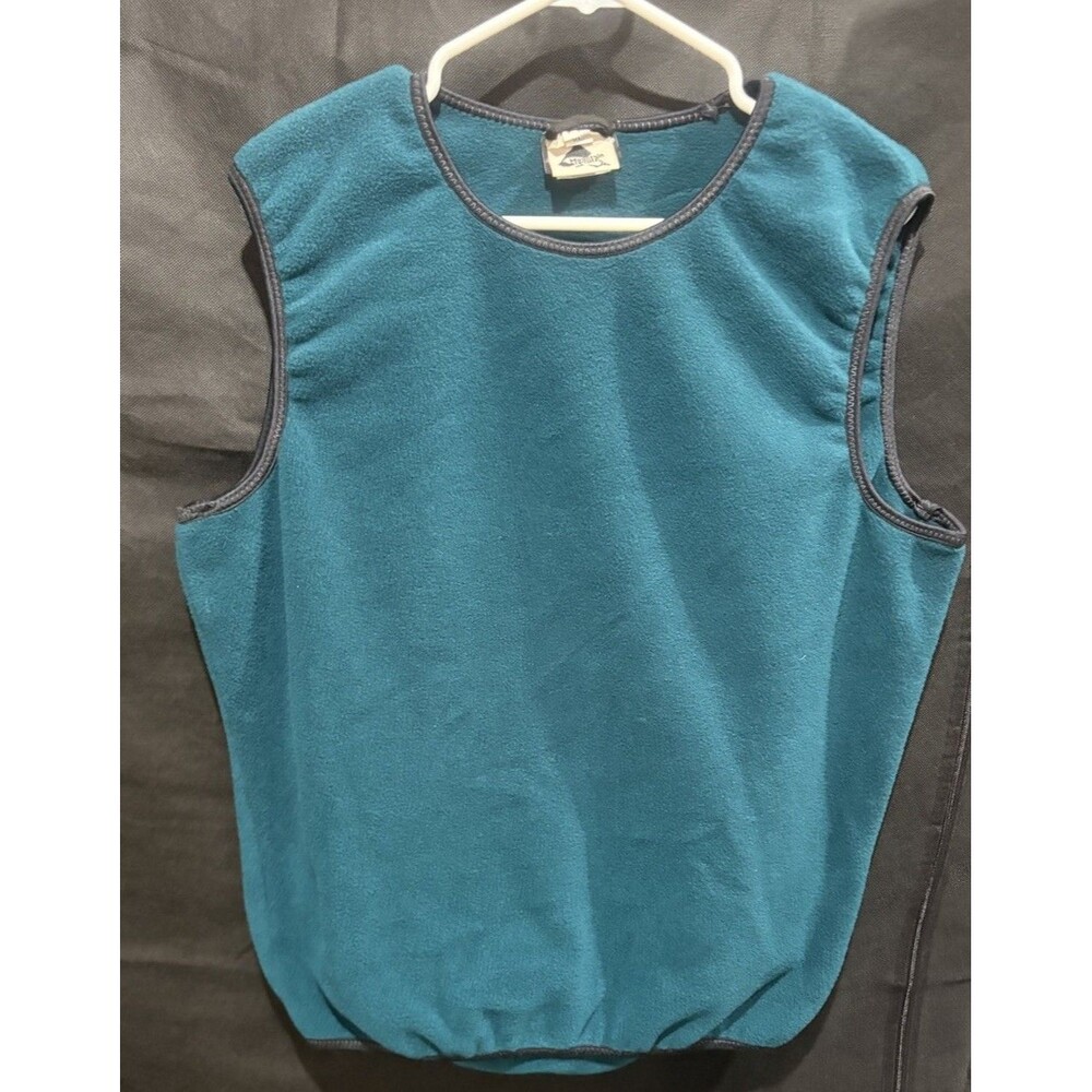 Vintage Mountain Surf Polartec Fleece Vest USA Made XL Teal Sleeveless Pullover